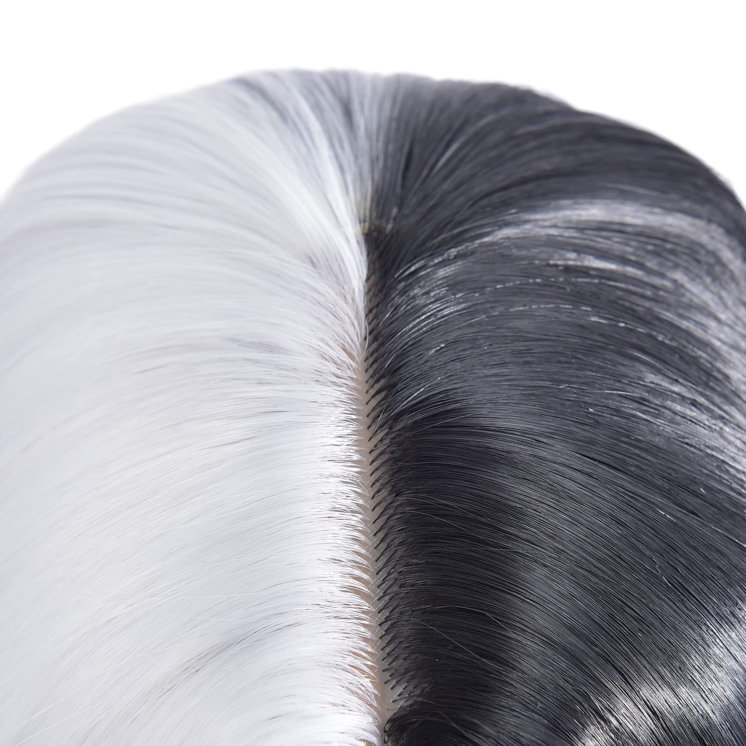 incohair 22 Inches Half White and Half Black Wigs Women Girls Long Straight Wigs 2-Tone Dyed Synthetic Party Cosplay Costume Wigs (Half Black Half White)