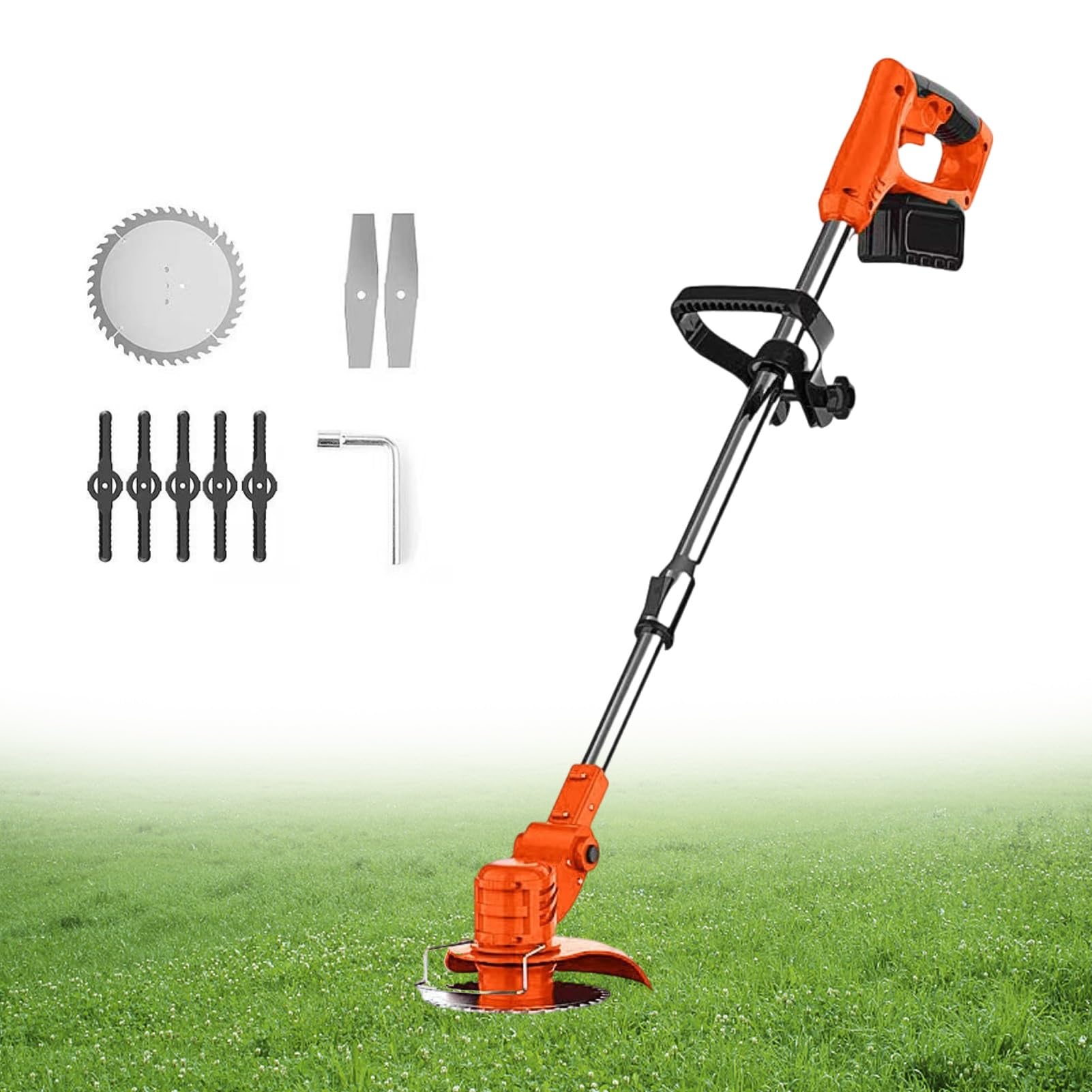 Desbrozadora De Malezas Inalámbrica, Desmalezadora Con Batería, Desbrozadora, Bordeadora De Césped Con Batería Recargable De 12 V Y 3 Tipos De Cuchillas, Herramientas For Cortar Césped(Color:Two,Size: