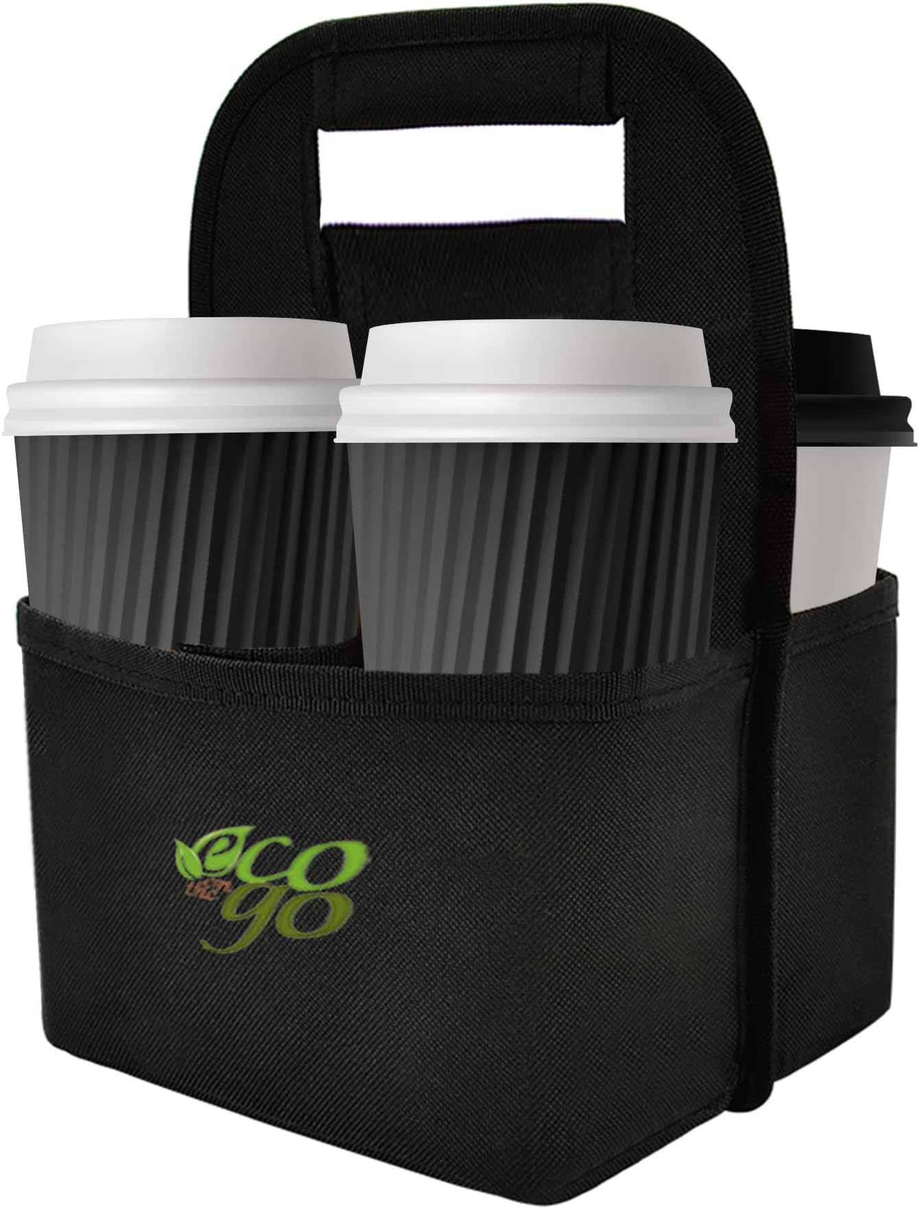Eco on the Go: REUSABLE INSULATED TRAVEL COFFEE and DRINK Tote Bag (Black)