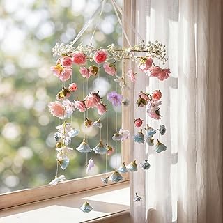 Sosation Artificial Flowers Crib Mobile Spring Hanging Flower Wind Chime...