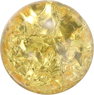 sourcing map Bola de cristal de 30 mm, esfera de cristal agrietado en hielo, esfera decorativa sólida, adorno para adivinación del Feng Shui, adivinación, decoración de fuente de mesa, color amarillo