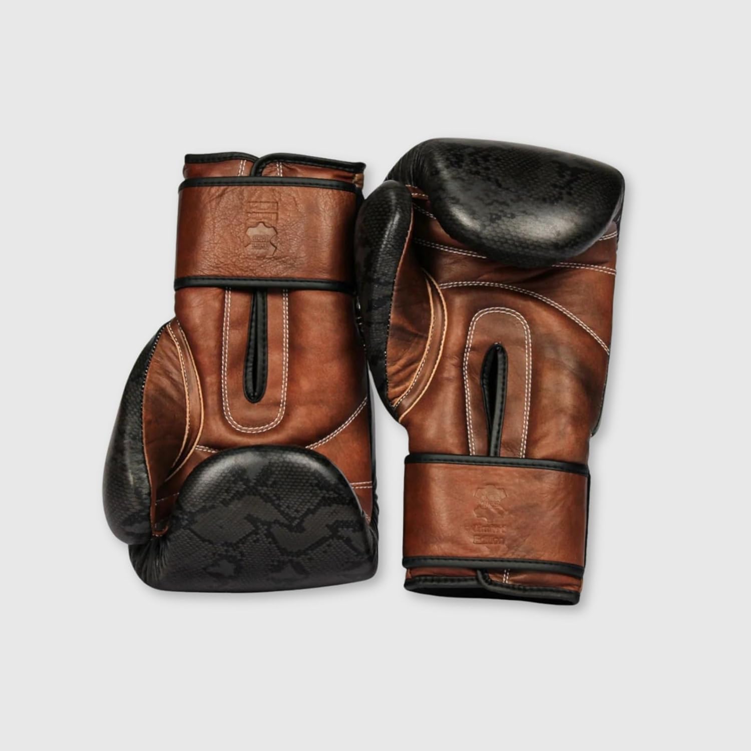 PRO Black Python Leather Boxing Gloves (Strap Up) Limited Edition