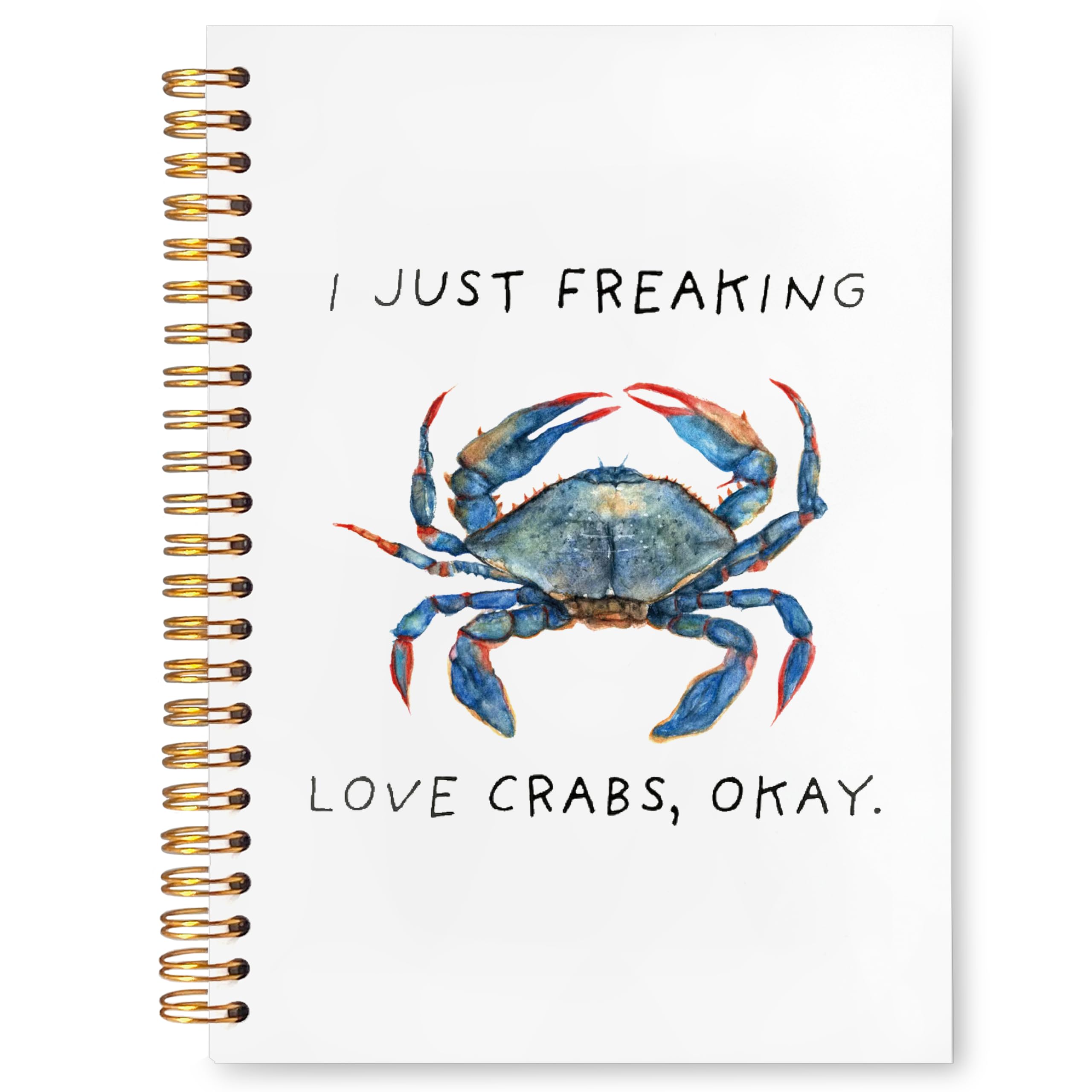 VIIJJUE Crab Gifts Notebook Journal, I Just Freaking Loves Crabs Okay Ocean Journal for Note Taking, Ocean Animals Hardcover Spiral Notebook 5.5x8.3