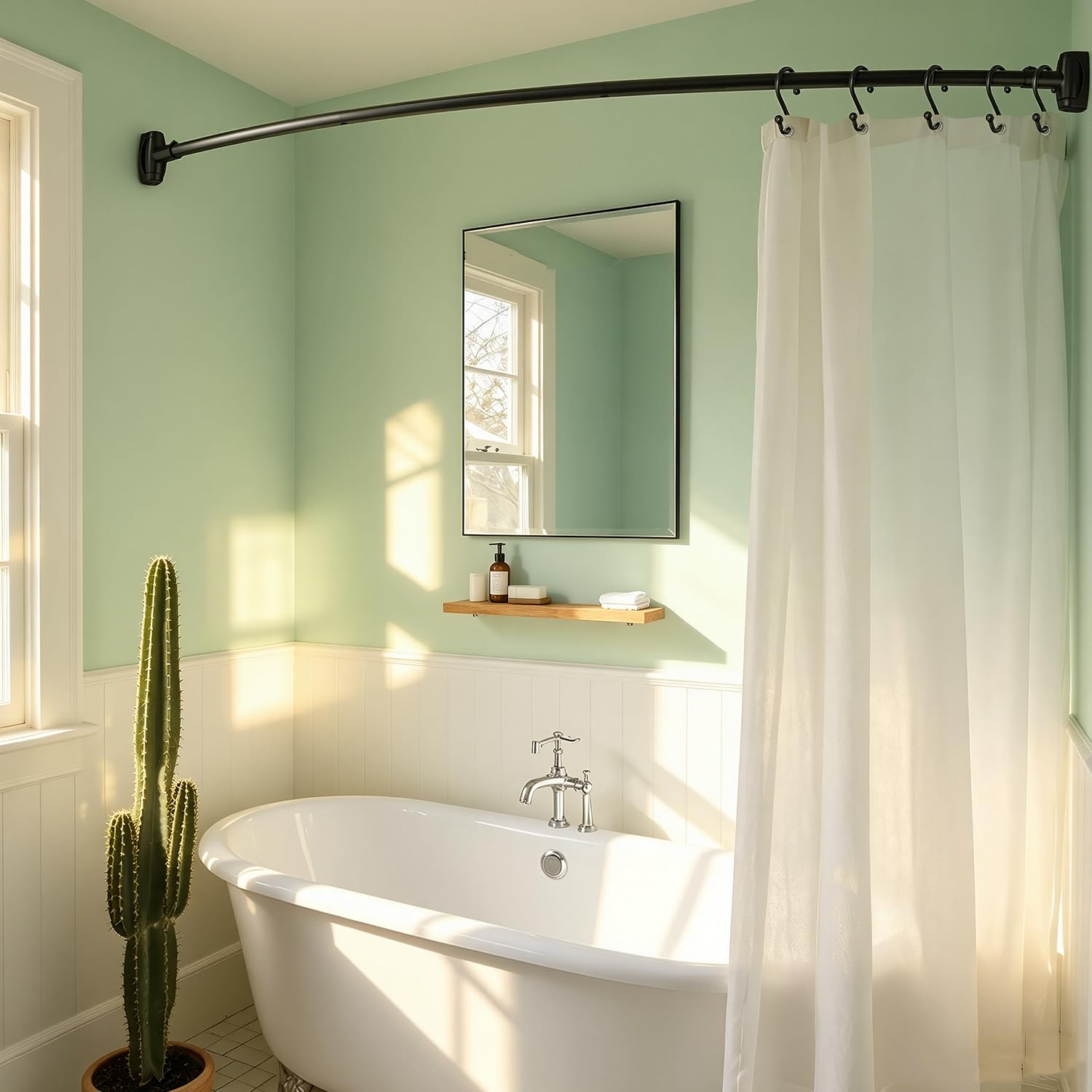 TOPROD Tringle à rideau de douche incurvée de 122 à 183 cm - Barres de douche rondes réglables