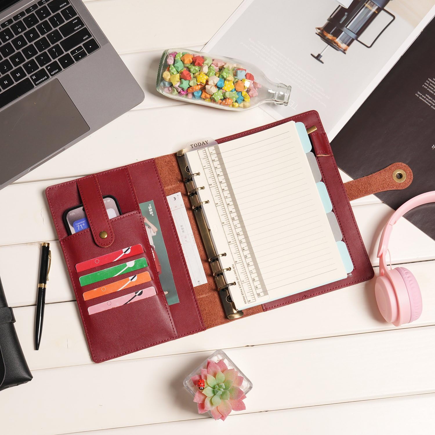 Wonderpool A5 Binder Travel Diary Journal Notebook, College Ruled Paper Refillable - Image 3