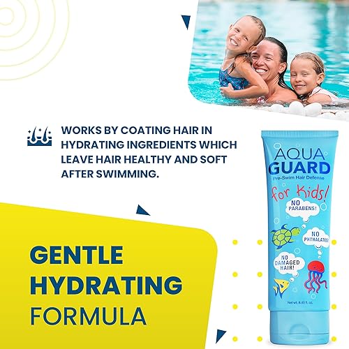 Miniatura 6 de AQUA GUARD Protección del cabello previa a la natación para niños, evita daños por cloro + suaviza el cabello mientras nadan, fabricado en