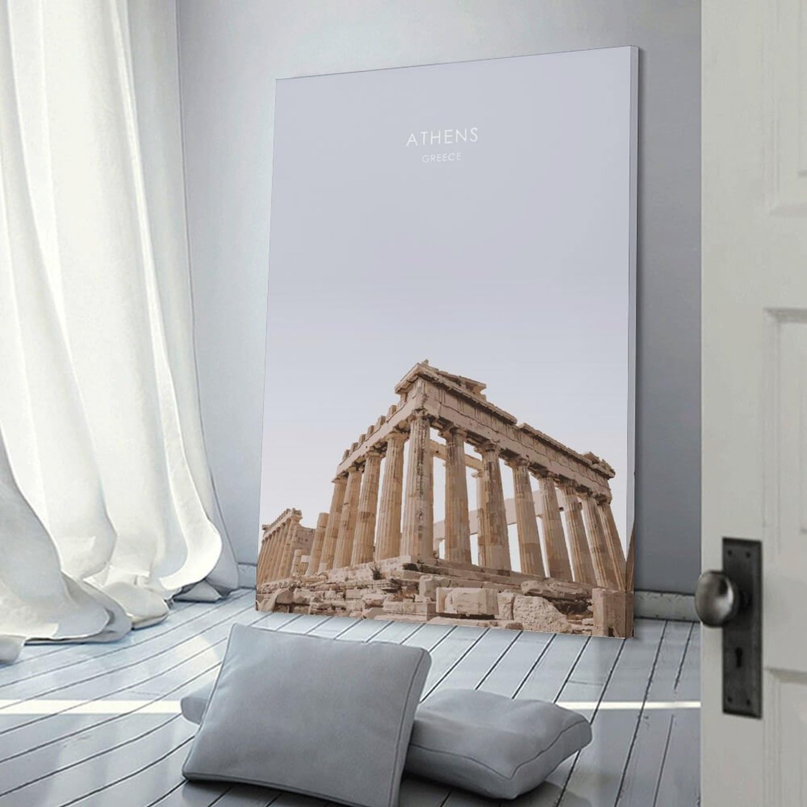 Junmoney Canvas Art Print Athens Acropolis Artwork, 24x36inch(60x90cm), for Office, Study Or Home Workspace, Decorative Artwork for Productive Spaces