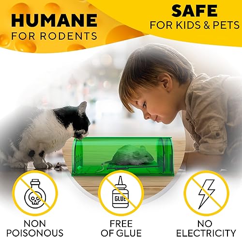 Miniatura 2 de Paquete de 2 trampas para ratones de captura y liberación humanitaria para interiores y exteriores, trampas duraderas fáciles de instalar, seguras