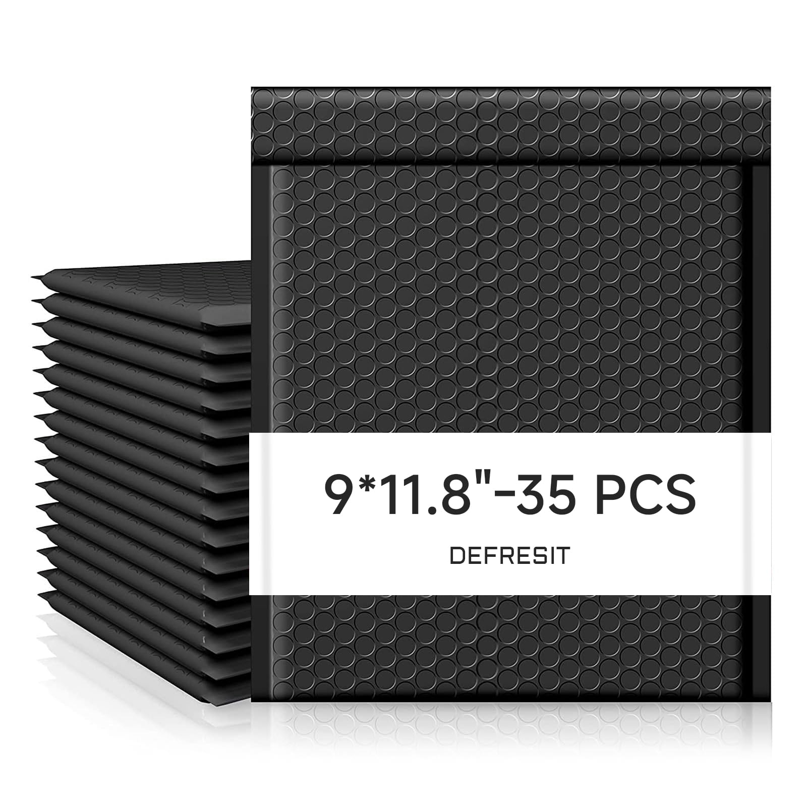 35Pcs Bubble Mailers, 25x30cm Padded Envelopes Bubble Lined Wrap Polymailer Bags for Shipping Packaging Mailing Self Seal (Black) — image 1