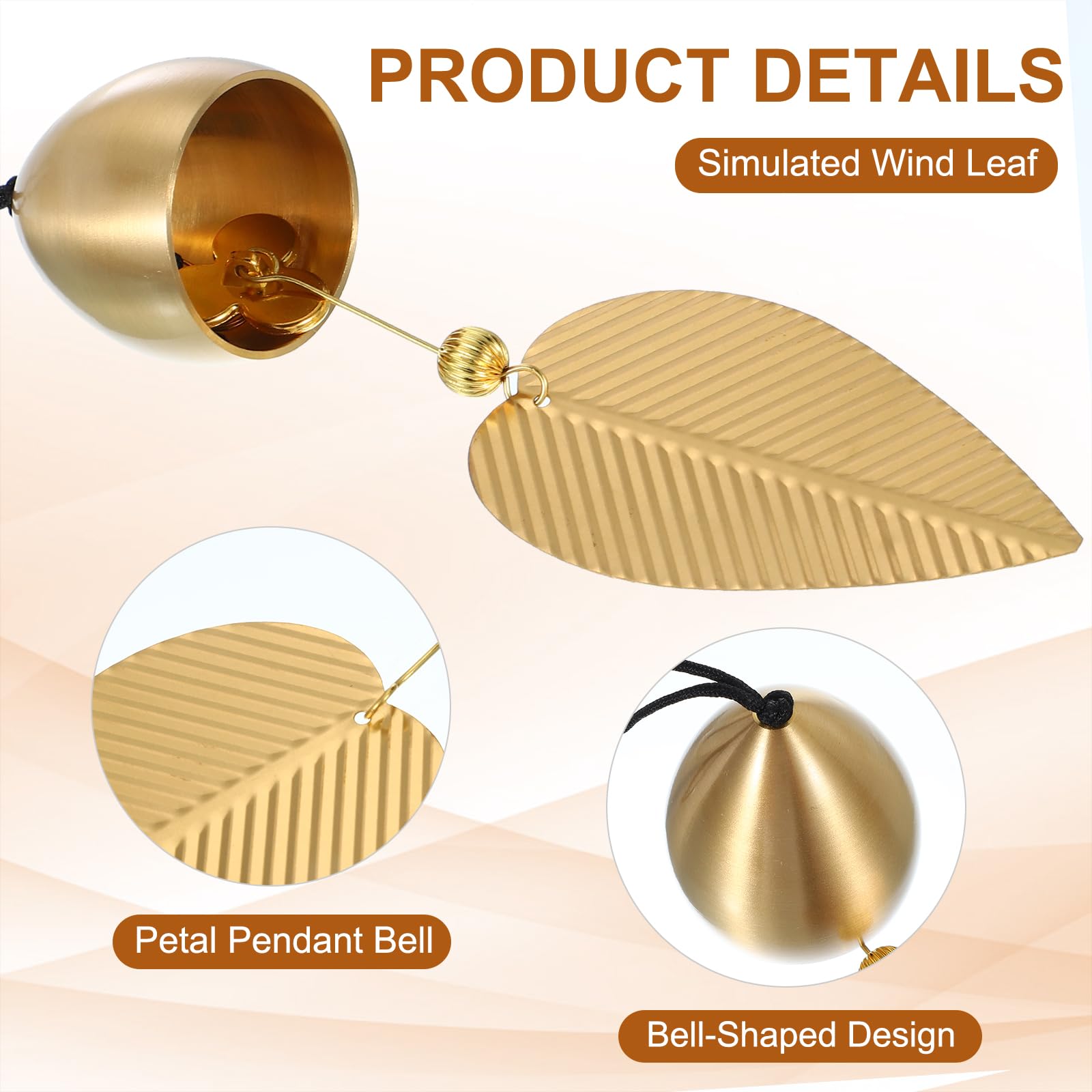 PATIKIL Gold Leaf Hanging Bell 13" - Image 3
