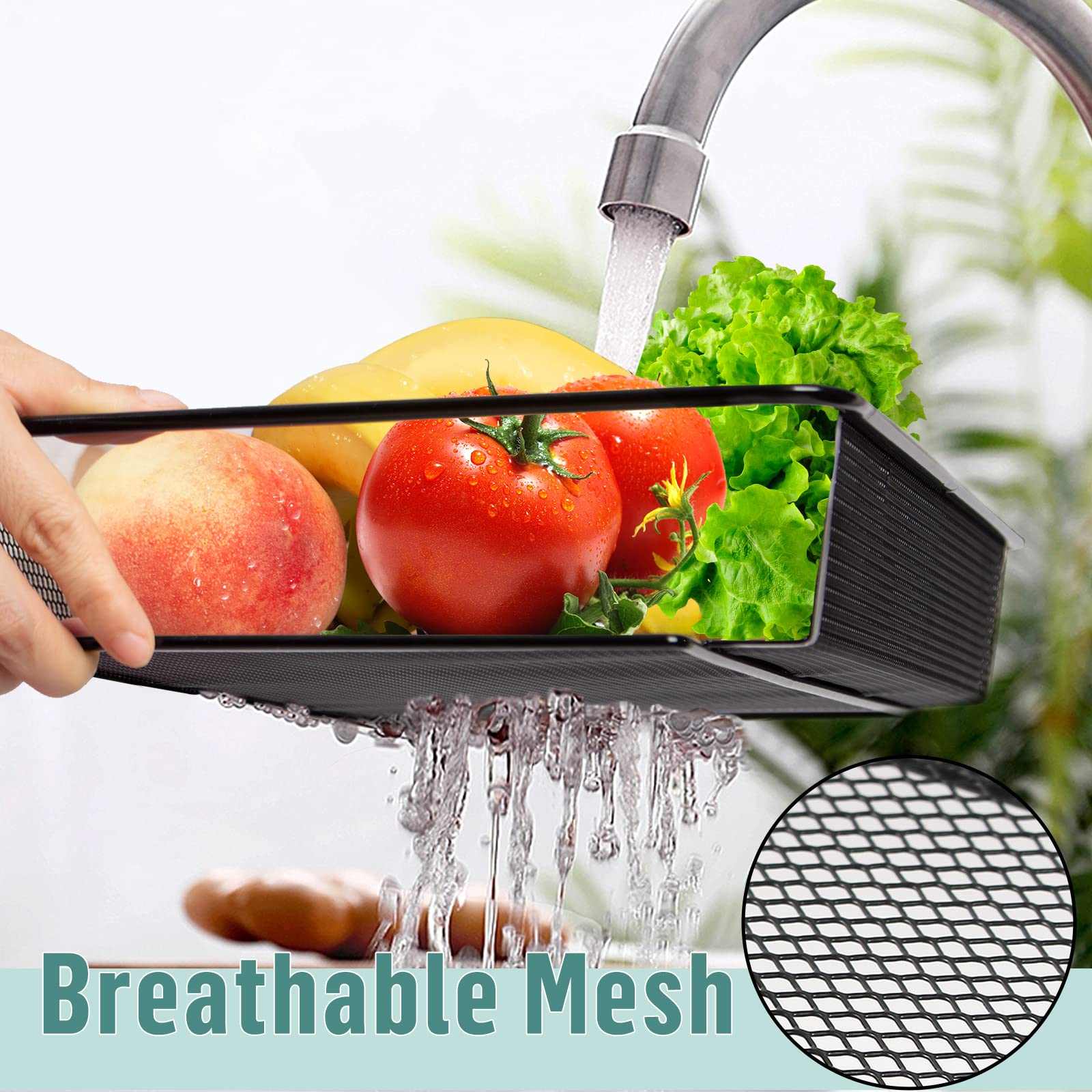 Leogreen Carrito Auxiliar de 5 Niveles con Ruedas, Carrito de Cocina, Negro | 5 cestas extraíbles, ruedas 360° (2 con freno), con asas, metálica resistente, para cocina, baño, oficina o lavandería