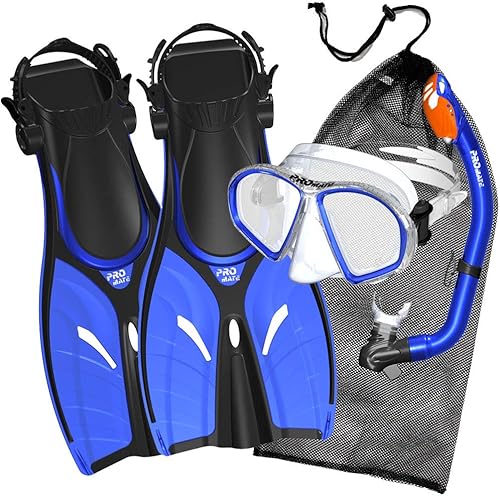 Promate Youth Snorkel juego de antiparras y patas de rana