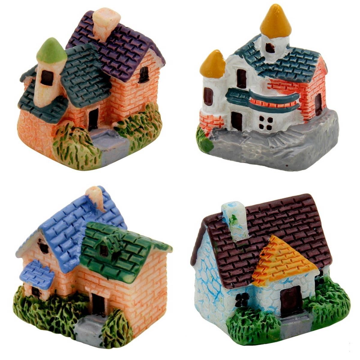 Aadyacrafts Miniature Decorative Houses, Set of 4, Ceramic Village Cottage Figurines, Multi-Coloured, HOME-4PM-image-39