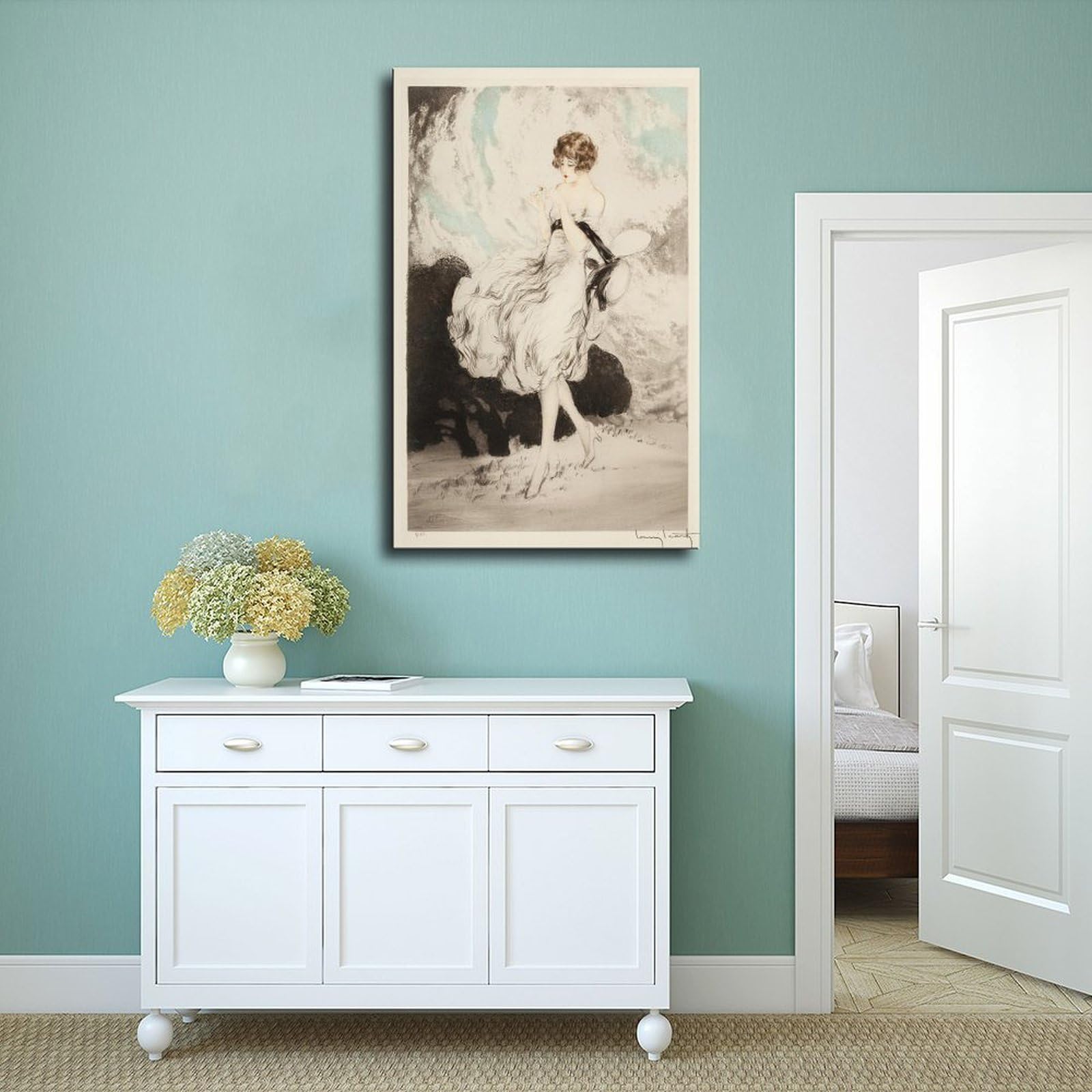 WCYB Lillies by Louis Icart – Vintage Art Deco wytrawianie nadruk, romantyczna moda ilustracja ścienna - Etsy Tajwan (a8b58862) wydruki plakaty płótno deco farba