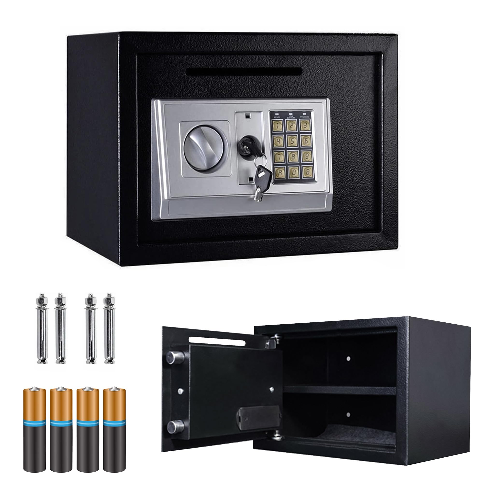 Denny International Black Crystals 16L Electric Heavy Duty Steel Digital Electronic Security Safe Home Office Money Safety Box