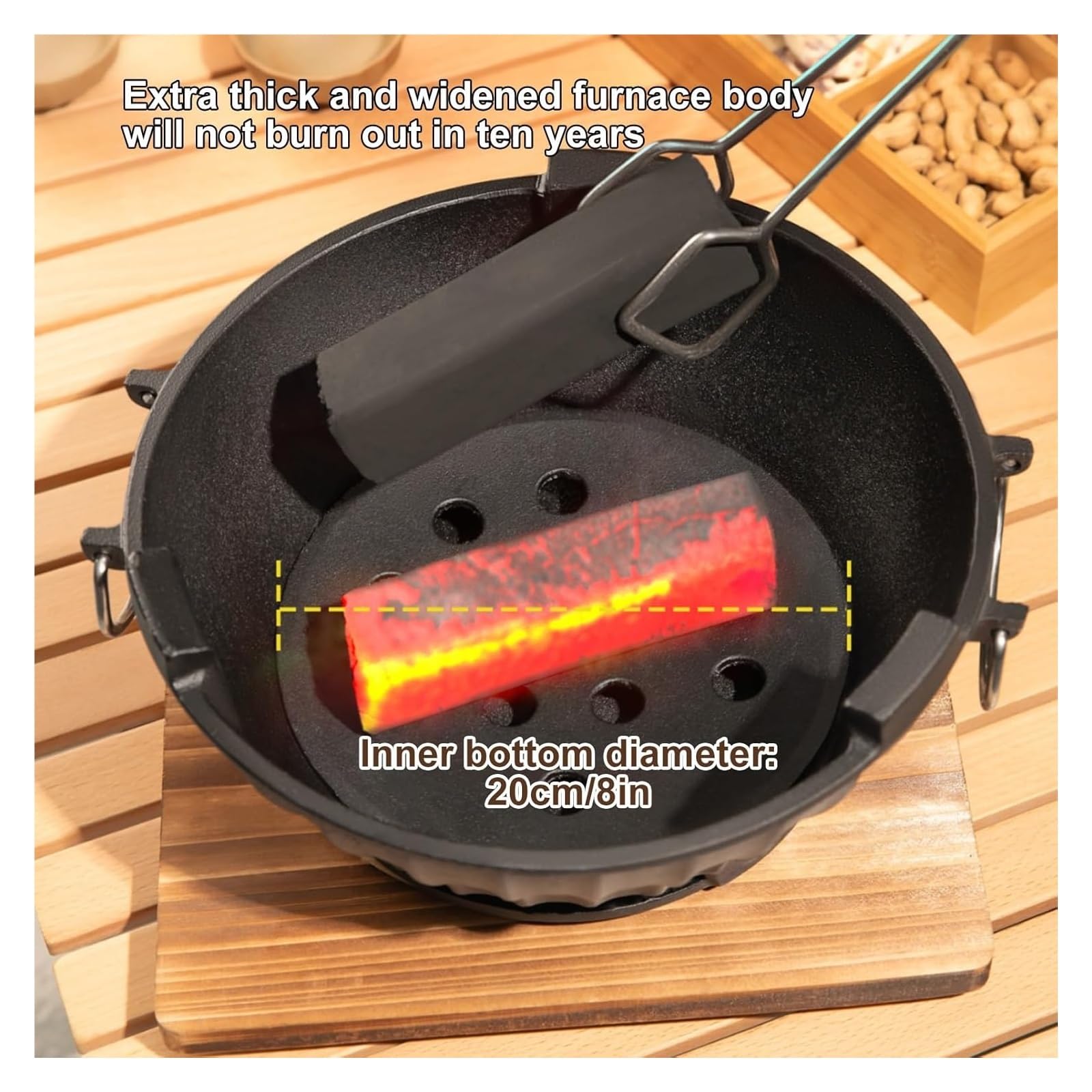 Grill węglowy Żeliwny grill Hibachi, grill węglowy BBQ przenośny piecyk do grilla Mini grill węglowy Piec kempingowy Piec na piknik na świeżym powietrzu, impreza z grillem, piknik domowy, kemping
