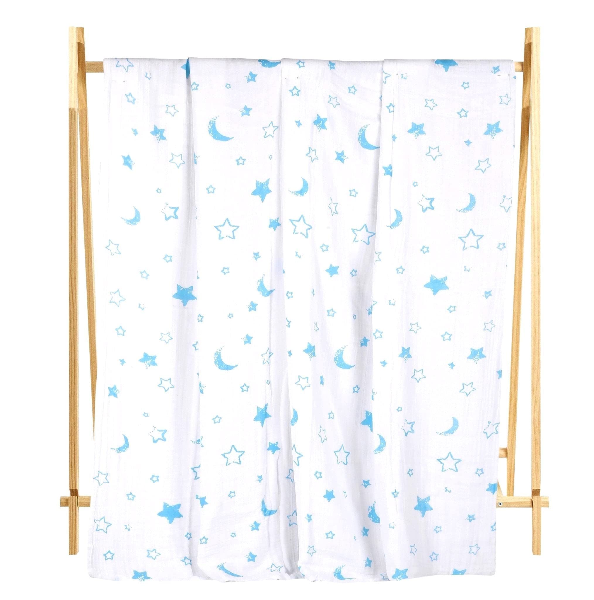 The Mom Store Muslin 6 Layer Dohar Blanket for Babies and Kids | 100% Cotton | Warm | For Summer and Winters | AC Blanket | Comfortable | Soft | Moon and Star Print | Multicolor | 100 X 100 Cms | 2-4 Years-image-14