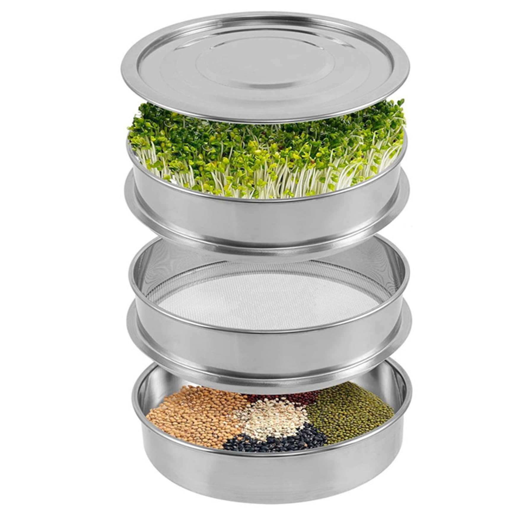 Sprossen-Anzuchtset, 8, 5 Zoll großes 2-stöckiges Sprossen-Anzuchtset, stapelbare Sprossenschalen für Samenkeimschalen für Microgreens-Bohnen