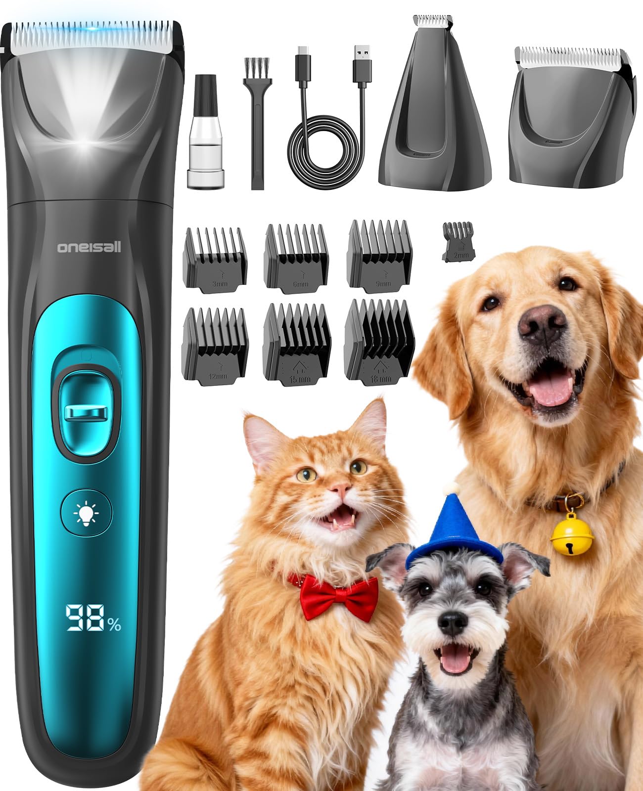 Amazon.com: oneisall LED Light Dog Trimmer Clippers, Cordless Dog