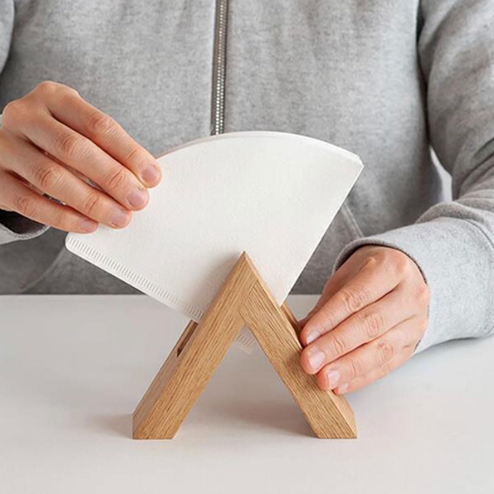Uchwyt filtra kawy Stożkowy uchwyt na papier do filtra kawy, drewniane filtry do kawy Stojak do przechowywania pojemników papierowych, stojak na papier do przechowywania kawy na blacie do domowej kuch