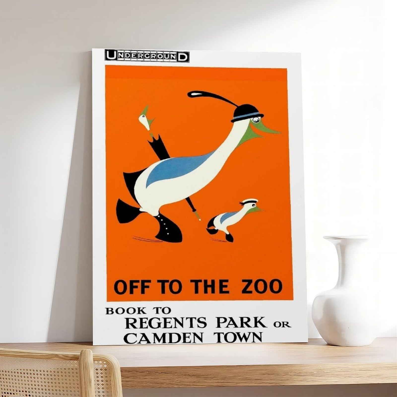 Poster su tela con scritta "Off to the Zoo London Underground", decorazione per camera da letto, ufficio, stanza, regalo, 40 x 60 cm