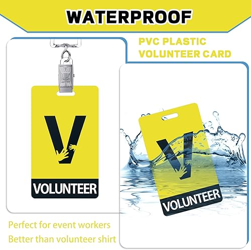 Miniatura 6 de Colarr Paquete de 25 cordones para voluntarios con pase de tarjeta de plástico de PVC, insignias de identificación de voluntarios, cordón a granel