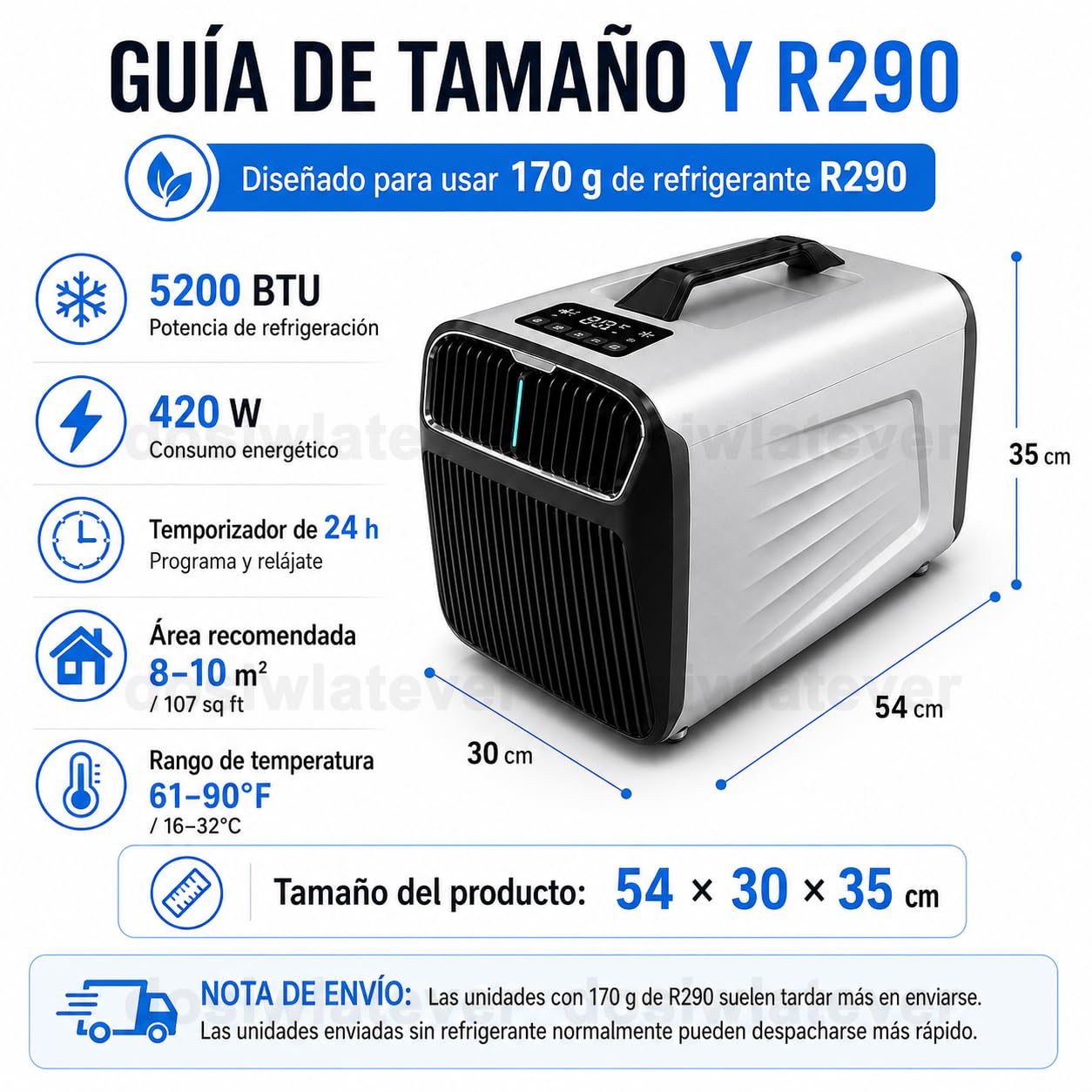 Aire Acondicionado Portatil 12V 24V para Caravana y Camping, 5200 BTU, 4 Modos Frío/Ventilador/Deshumidificación/Sueño, Temporizador 24h, Mando, para Casa, Coche, Camper y Viajes Cortos Silver-220V