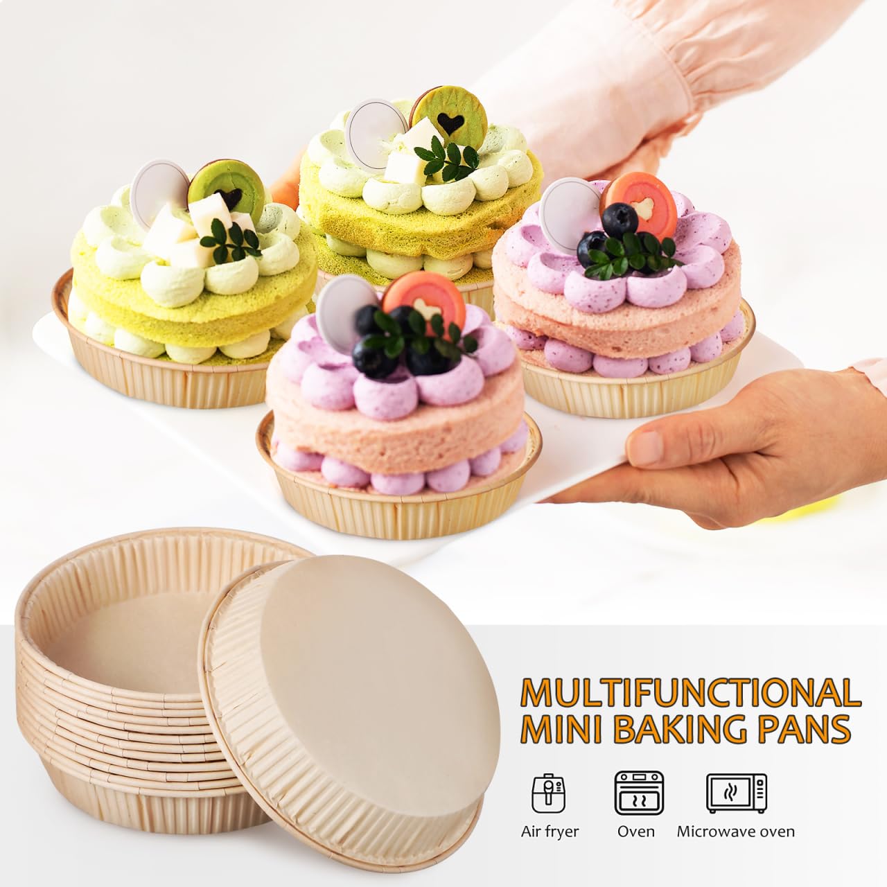 100 Stück Runde Kuchenformen Aus Papier – Ø 9,2 Cm, Hitzebeständig Bis 220°C, Für Ofen, Heißluftfritteuse & Mikrowelle (Gelb)