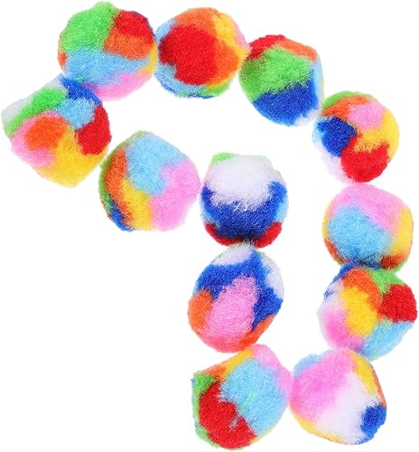 Miniatura 1 de 20 bolas de gato arcoíris de felpa suave con pompón para mascotas para masticar y entrenar para gatitos, juego interactivo para estimular la
