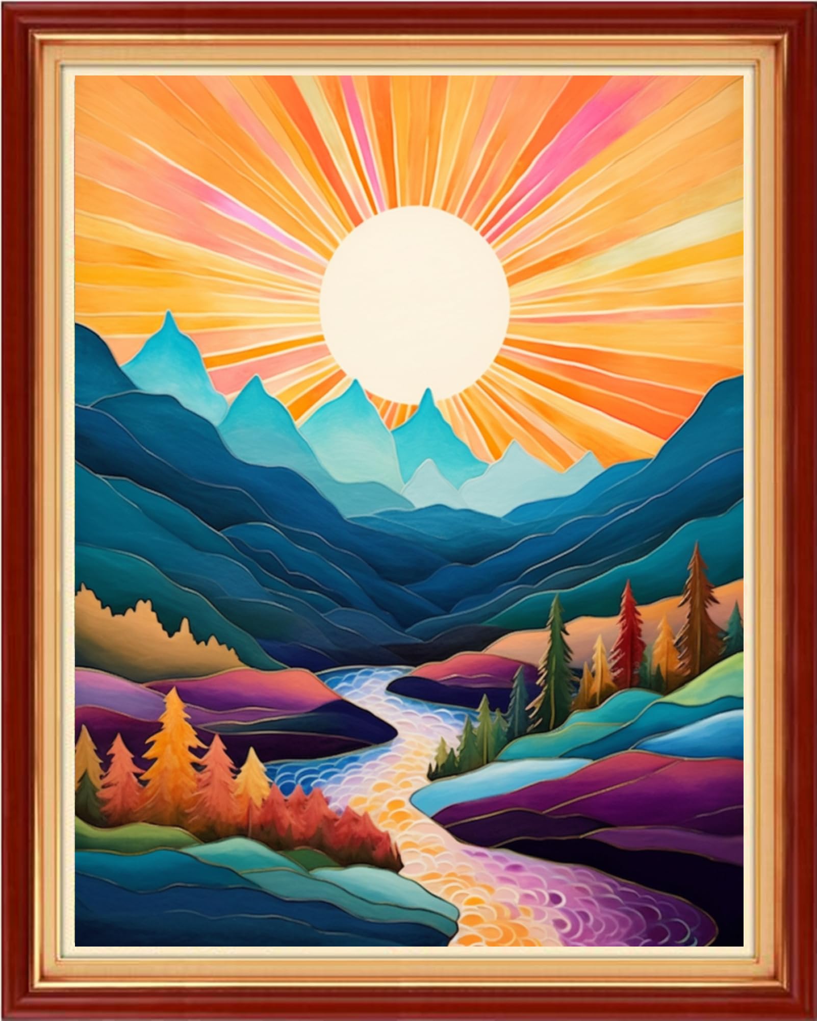 Artvxeay Stamped Cross Stitch Kits | Embroidery Kits for Beginners Craft Kit Needlepoint for Adults Supplies DIY 11CT- (Sunrise Over Mountains Rivers 16x20 inch)