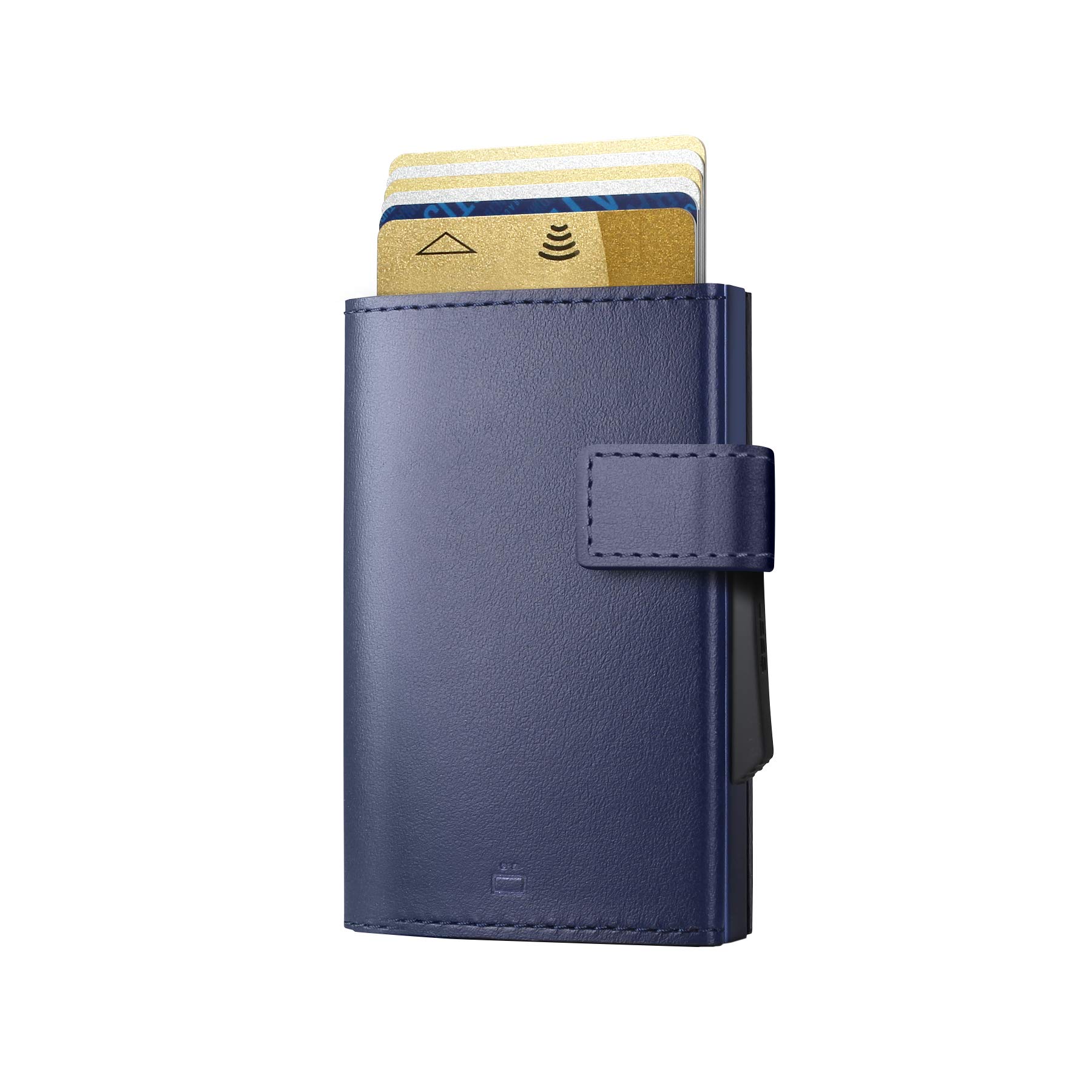 Cascade Wallet by Ögon Designs - Automatic aluminum and leather Wallet - Compact metal RFID blocking