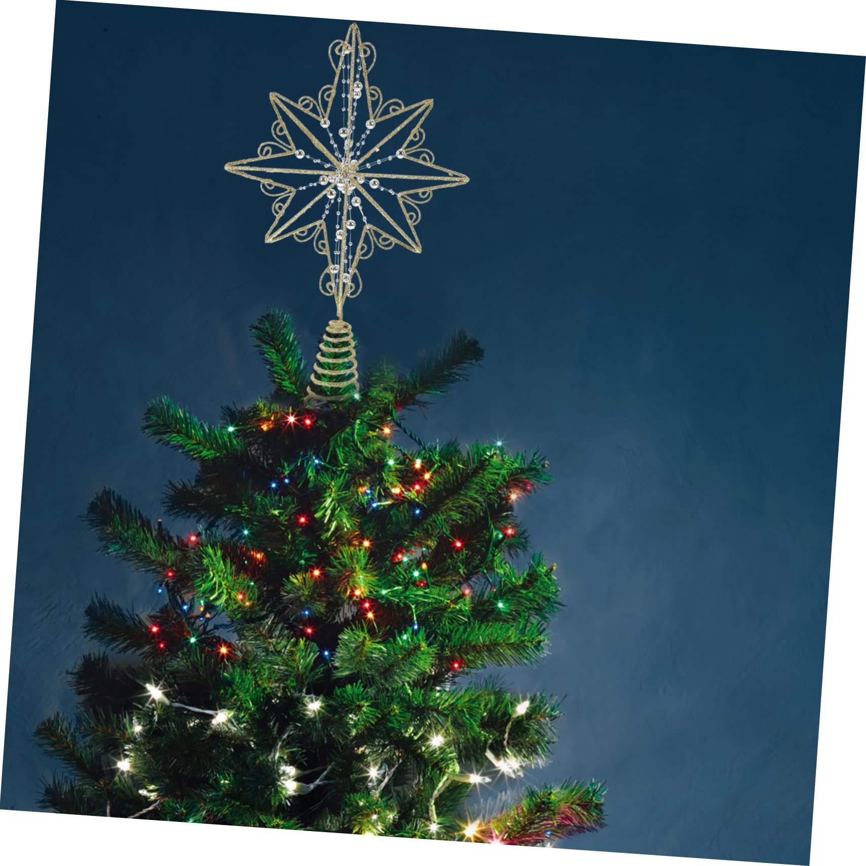 Zerodeko 2 Pièces Étoile De L'anis Ornement Étoile De La des Arbres Décor De La des Étoiles Topper De Sapin De Noël Étoile Scintillante Ornement d'arbre De Noël Le Fer