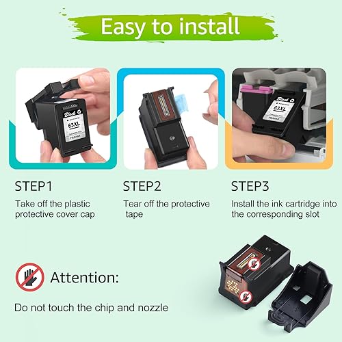 Miniatura 7 de greencycle Paquete de 1 cartucho de tinta remanufacturado 63XL para HP 63 XL de alto rendimiento negro con OfficeJet 3830 4650 5200 Envy 4510 4520