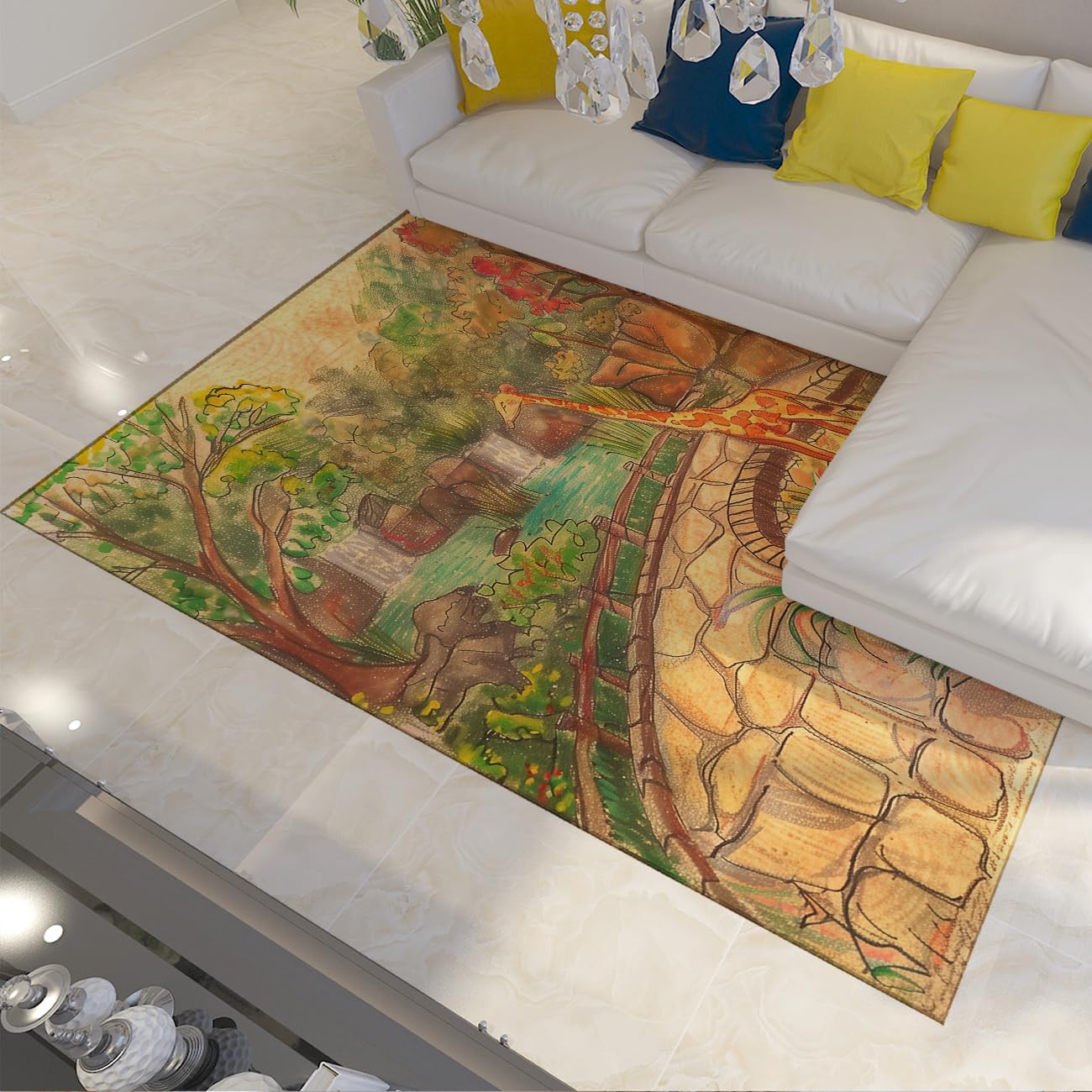 Tapis d'espace cartoon animals antidérapant 120x180 pour salon