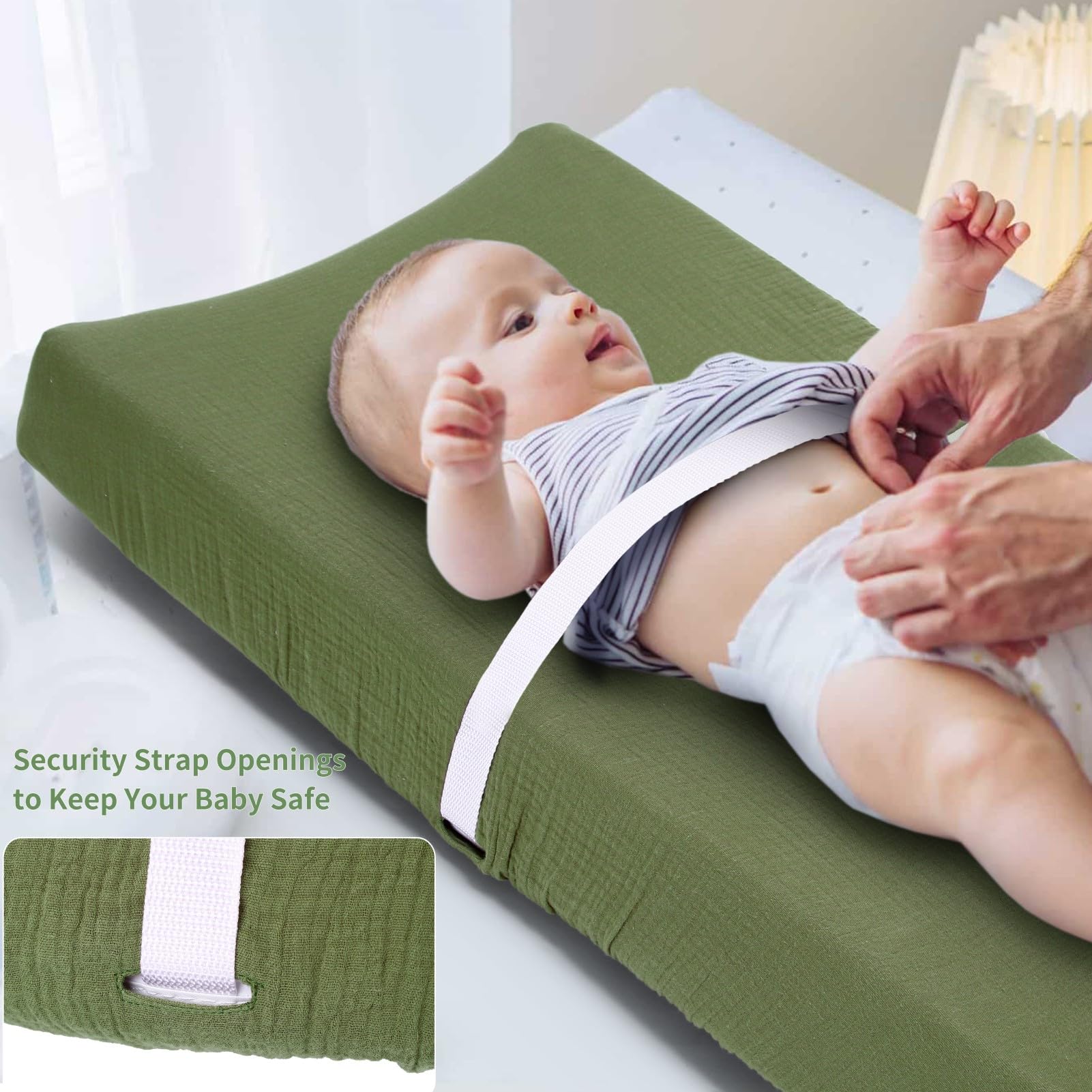Funda de muselina para cambiador de pañales para bebés, niñas y niños, paquete de 2 unidades de 17 x 33 pulgadas, funda de algodón suave y transpirable, sábanas cambiadoras transpirables, regalo de