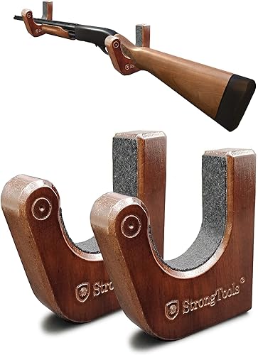 Estante para armas de madera dura para arco de rifle y escopeta, soporte de pared de madera maciza, exhibiciones de rifle y pistola de tiro,