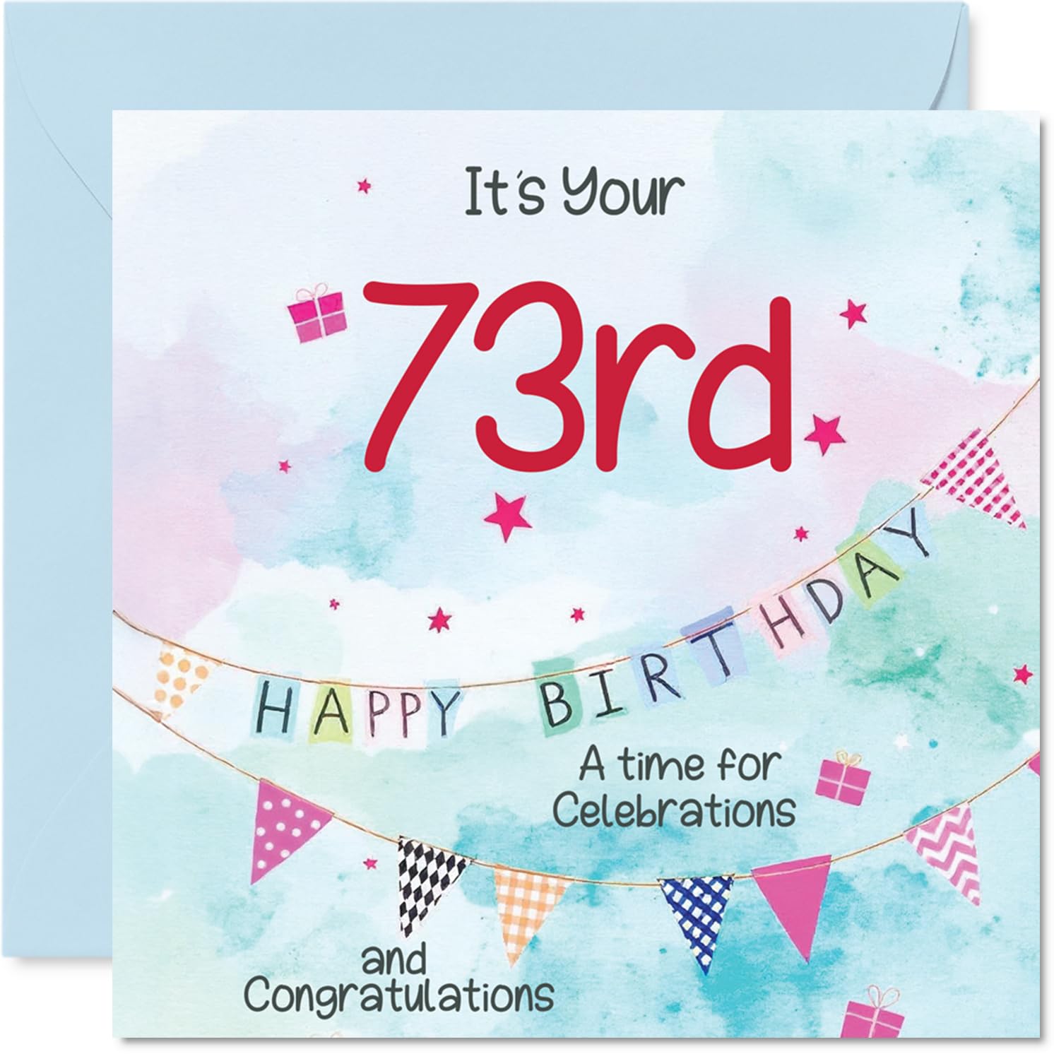 73rd Birthday Cards for Men - Party Bunting - Happy Birthday Card for 73 Year Old Man Grandpa Brother Great Uncle Dad, 145mm Bday Greeting Cards