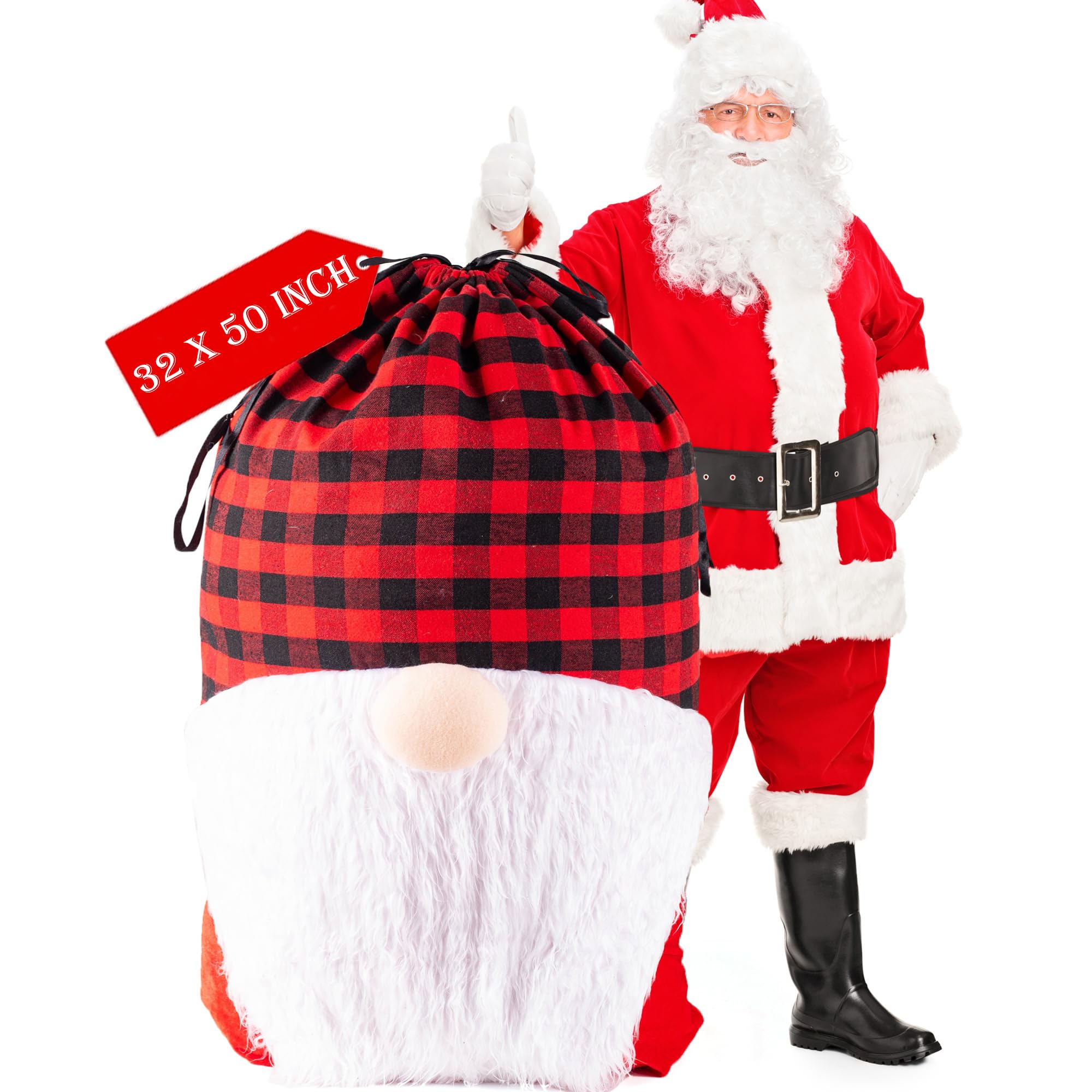 XL Giant Christmas Sacks Extra Large Santa Sacks 32x50" Jumbo Christmas Bags Drawstring Gift Bag Oversized Xmas Gift Bags Santa Gift Sack for Xmas Big Toys Presents Reusable Cloth Bag Red