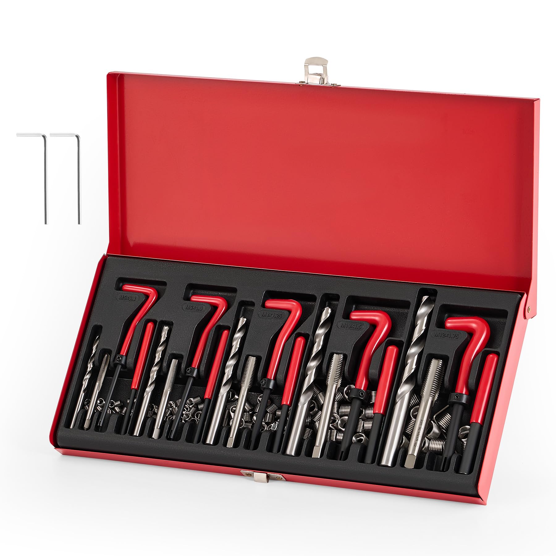 Orion Motor Tech 131 Pezzi Kit Riparazione di Filetti Kit Riparazione Filettatura, Utensili per Filetti Metrici Interni M5 M6 M8 M10 M12, Riparazione Elicoidi Kit per Viti e Filettatura Interna