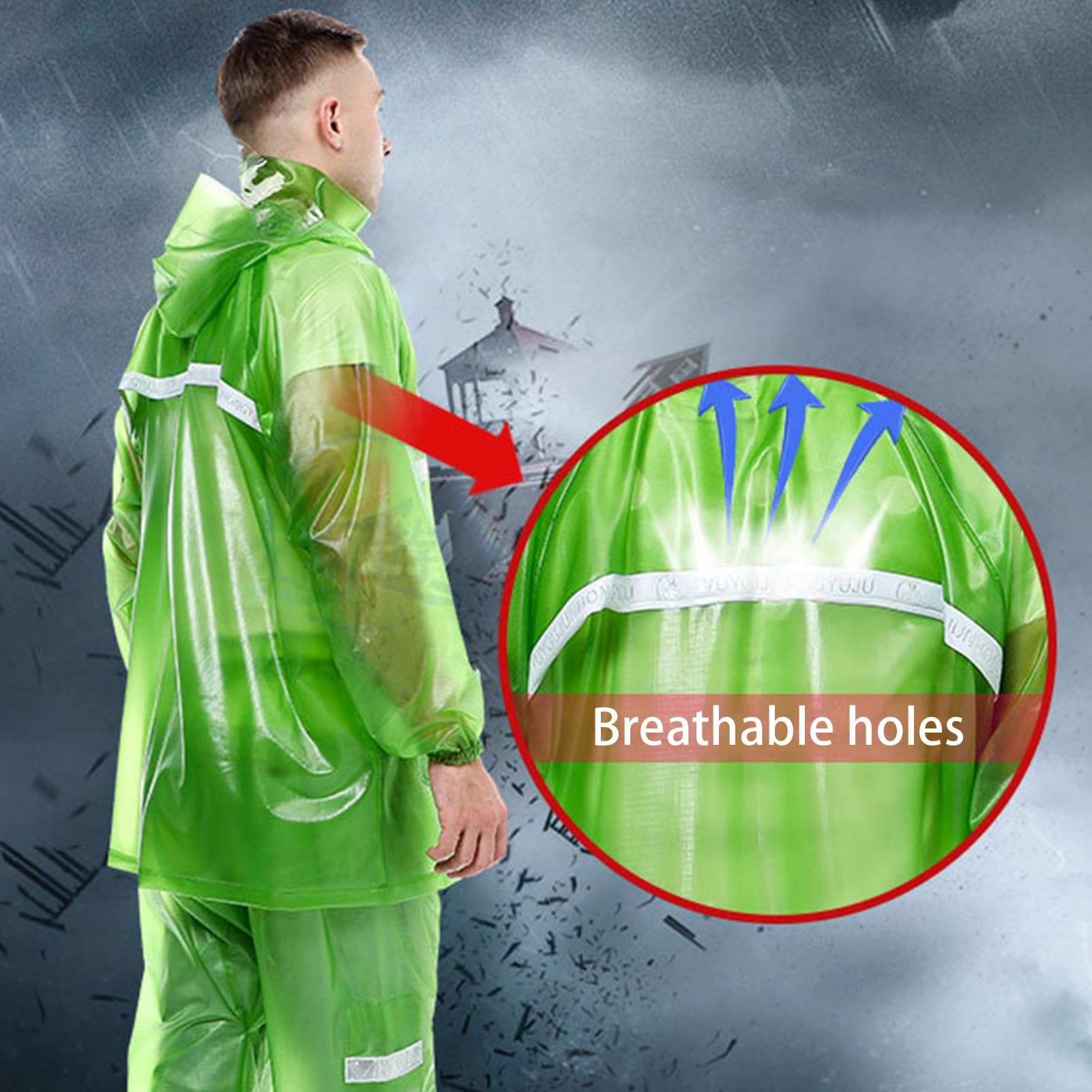 Sicherheit Regenanzüge Wasserdichter Atmungsaktiver Regenmantel Highlight Reflektierender Regenmantel Regenhosen-Set Für Outdoor, Männer Frauen