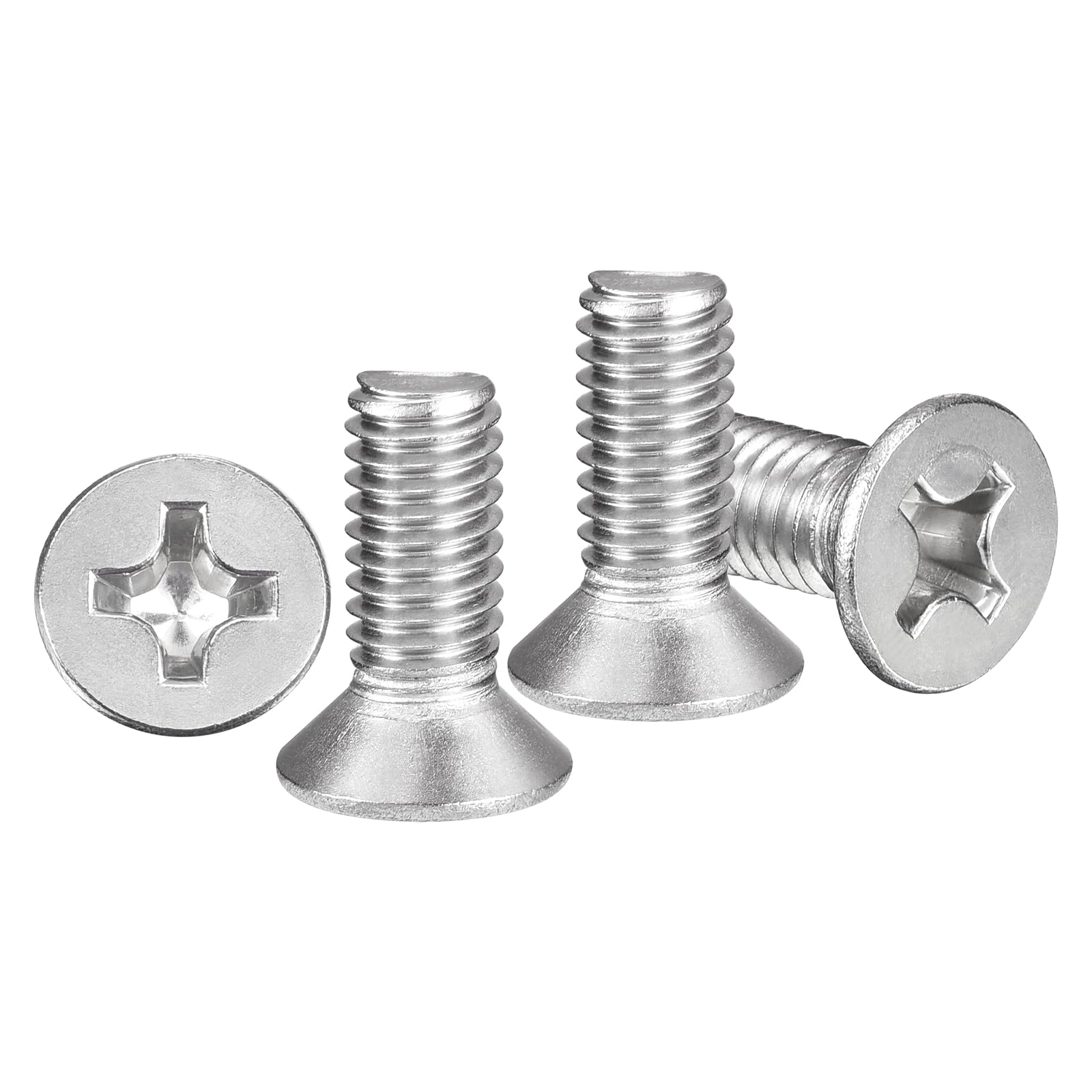 METALLIXITY Phillips Flat Head Machine Screws Bolts (M6-1x16) 30Pcs, Stainless Steel 304 Countersunk Cross Screws - for Household Indoor Maintenance Installment DIY, Silver โ image 1