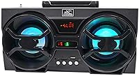Vista 4 de NYC Acoustics NPB3 Dual 4 "Altavoz Bluetooth Boombox portátil+USB/SD/LED+Remoto, Negro