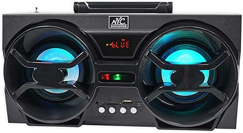 Miniatura 4 de NYC Acoustics NPB3 Dual 4 "Altavoz Bluetooth Boombox portátil+USBSDLED+Remoto, Negro