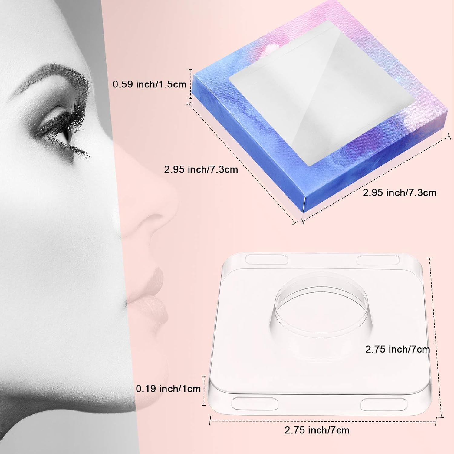 100 Piece Empty Eyelash Packaging Box Paper Lashes Boxes Packaging, 50 Piece Empty Eyelash Boxes Lash Box, 50 Piece Empty Eyelash Boxes Tray False Eyelashes Storage Packing Box Lid Tray (Blue Pink)