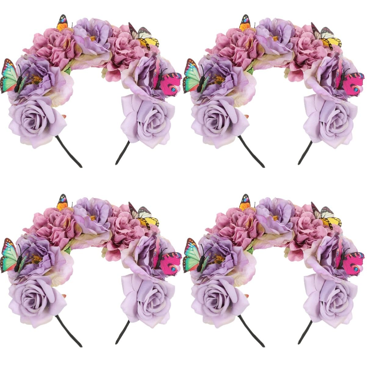 Beavorty 4 Diademas De Flores Artificiales Tiara Gótica Decoración Bohemia Diademas Para El Pelo Diadema De Para Mujer Accesorios De Decoración Del Cabello Tela Para