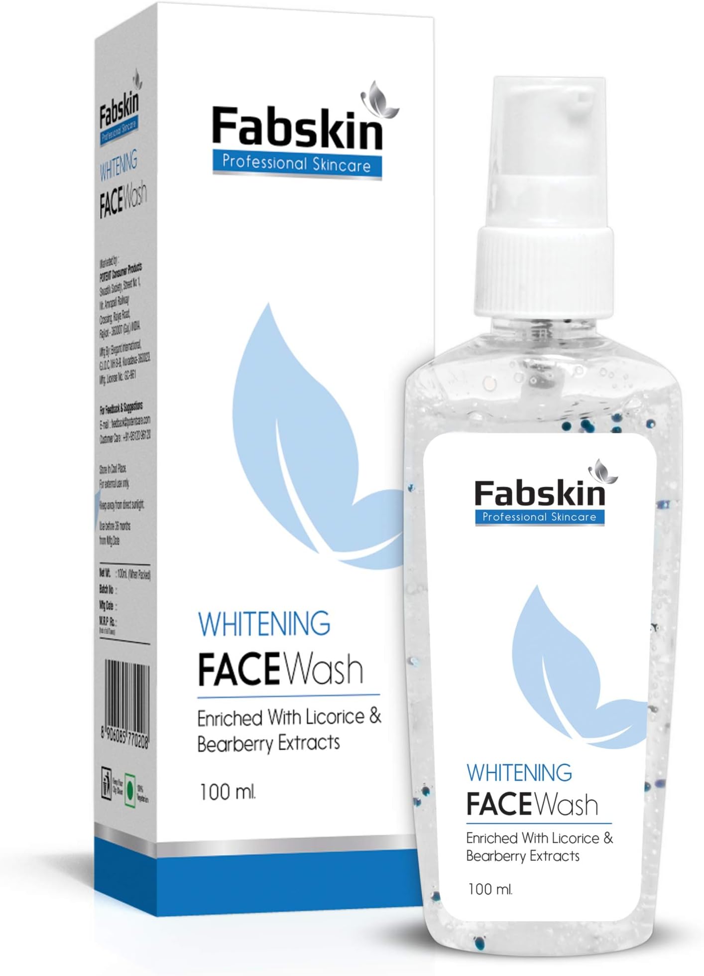 Fabskin Skin Whitening Face Wash 100ml | Licorice, Barberry, Mulberry & Lemon Extracts | Skin Lightening & Brightening | For Men & Women