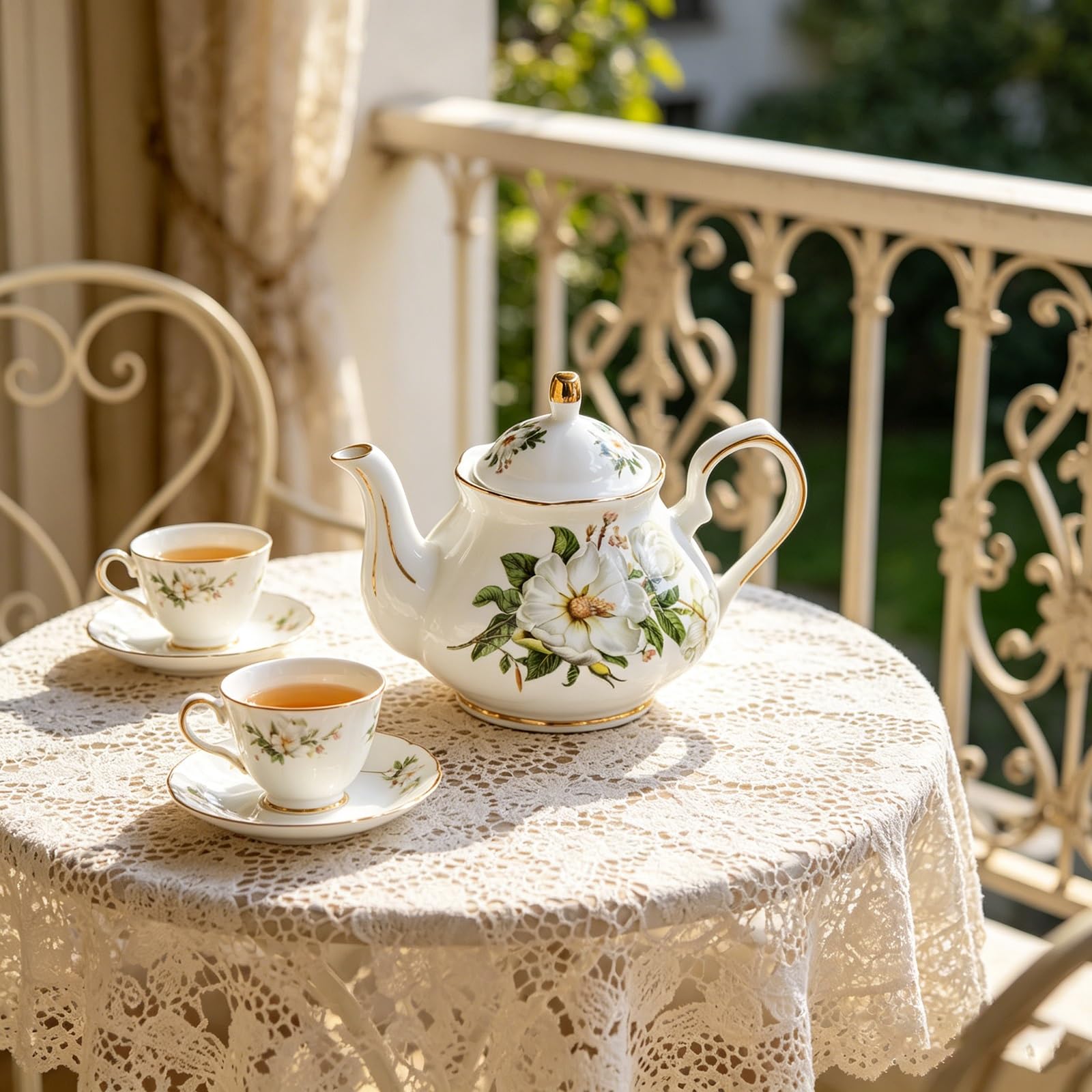 Ceramiczny czajniczek w stylu vintage, 500 ml, elegancki porcelanowy dzbanek do herbaty na luźne liście i kwitnącą herbatę, idealny na przyjęcia herbaciane i spotkania