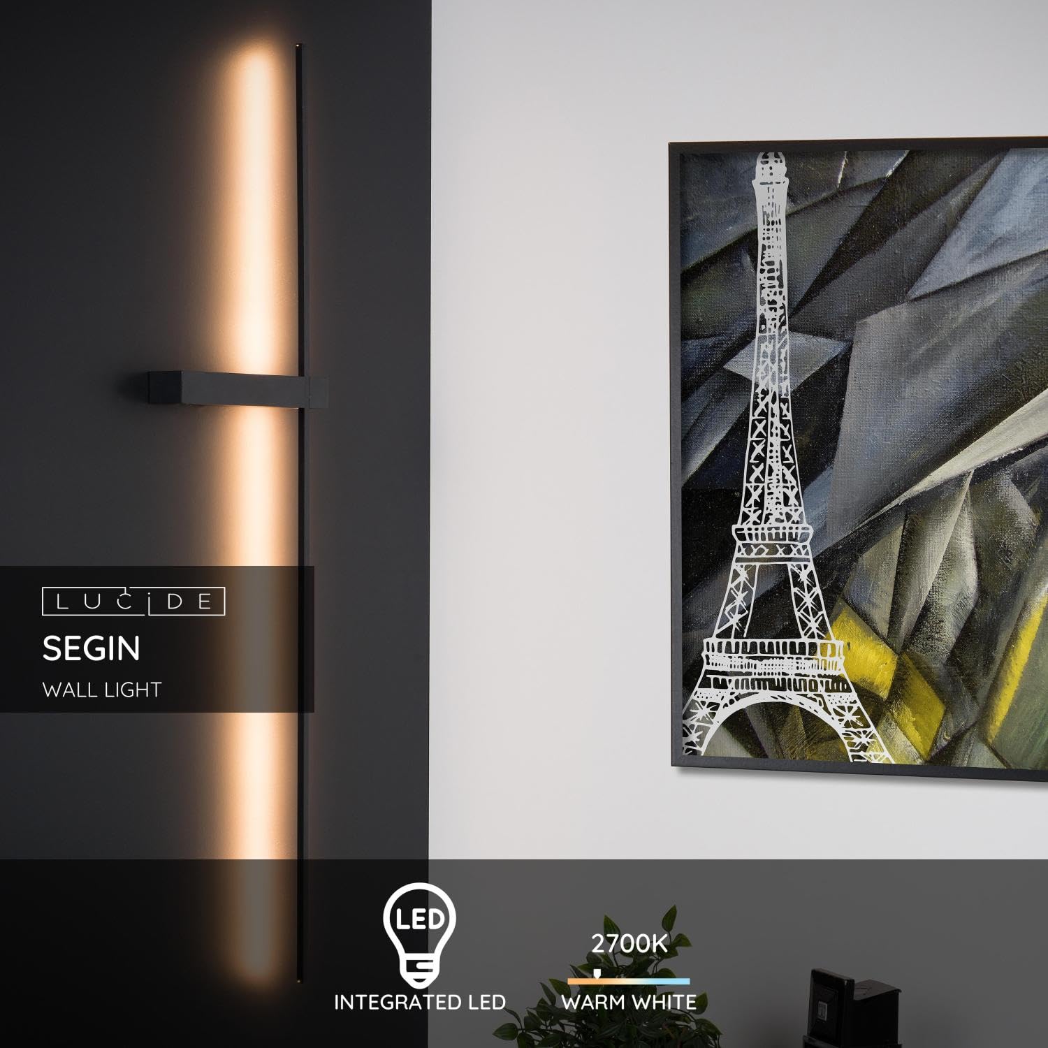 LUCIDE SEGIN - Wall Light - LED - 1x10W 2700K - Black - Image 2