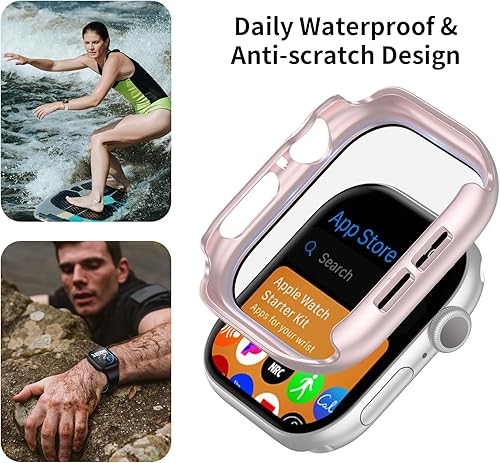 Vista 31 de 6 Pack Case with Tempered Glass Screen Protector for Apple Watch Series 9/8/7 45mm, Ultra-Thin Scratch Resistant Full Protective Hard PC Bumper