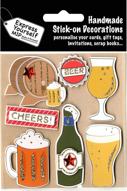Express Yourself MIP MIP 3D Stickers Cheers Beer, Acrylic, Multicoloured, 0.09 x 3.9 x 5.9 cm